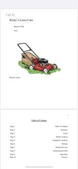We set out a sample of a lawn mowing business plan outline. 1 Of 11 Ricky S Lawn Care Business Plan Ricardo Chegg Com