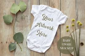 Onsie Infant Bodysuit Mockup Eucalyptus Leaves 136806 Mockups Design Bundles Onesies Mockup Baby Onesies