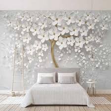 Custom Any Size Murals Wallpaper 3d Stereo White Flowers Wall Painting Living Room Tv Sofa Bedroom Backdrop Wall Papel De Parede Wallpapers Aliexpress Wall Painting Living Room Tree Wall Murals Wall
