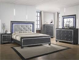 B7000 4 Pc Perina Modern Ash Grey Finish Wood Padded Led Headboard Bedroom Set Bedroom Set Bedroom Panel Bedroom Sets