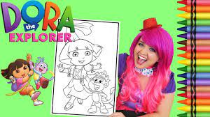 Go diego s for kids627f. Coloring Dora The Explorer Princess Giant Coloring Book Page Crayola Crayons Kimmi The Clown Youtube
