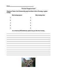 The Most Dangerous Game Pre Reading Activity Pre Reading Activities Dangerous Games Teachers