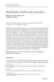 Pdf Optimal Allocation Of Aviation Security Screening Devices