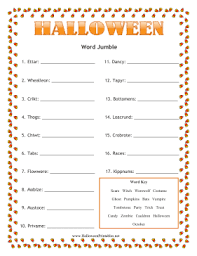 See the list of puzzles below. Halloween Word Jumble