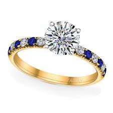 This 14k yellow gold oval sapphire and diamond ring features a 5x3 mm genuine natural sapphire with a 0.25 ct total weight. Sapphire Engagement Ring Yadav Diamonds Jewelry