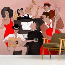 Смут джаз (smooth jazz) 34 вокал джаз (vocal jazz) 16 Funky Jazz Band Wall Mural Wallsauce Ae