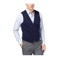 tasso elba mens colorblocked four button vest navyblue m