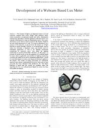 Pdf Development Of A Webcam Based Lux Meter