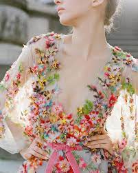 18 colorful wedding dresses you can buy right now. Bright Colourful Floral Wedding Dress Floral Wedding Dress Colored Wedding Dresses Autumn Bride
