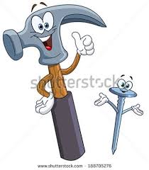 Cartoon Of A Happy Hammer With Thumb Up And A Nail Presenting With His Hands Outils De Menuiserie Grizzli Dessin Humouristique