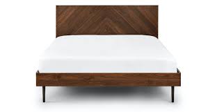 Walnut Nera Queen Sized Bedframe With Wooden Headboard Article Bed Frame And Headboard Modern Wooden Bed King Beds