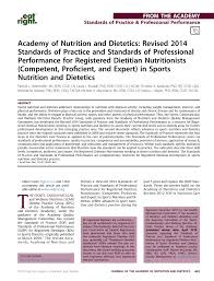 Pdf Academy Of Nutrition And Dietetics Revised 2014 Standards Of Practice And Standards Of Professional Performance For Registered Dietitian Nutritionists Competent Proficient And Expert In Sports Nutrition And Dietetics