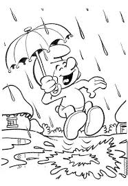 Ausmalbilder Wasser Malen Smurf Rain Coloring