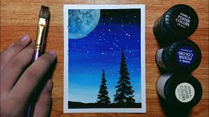 Easy Poster Color Night Sky Painting For Beginners Step By Step Tutorial Youtube