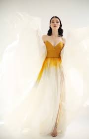 Colorful Yellow And White Wedding Dress Via Rocky Mountain Bride Yellow Wedding Dress Ombre Wedding Dress Colored Wedding Dress