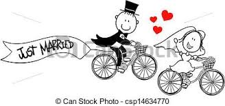 Vector Funny Bride And Groom On Bikes Stock Illustration Royalty Free Illustrations Stock Clip Art Icon Stock Cl Wedding Humor Funny Bride Wedding Cards