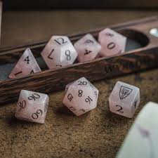 Wyrmwood Gemstone Dice Rose Quartz Wyrmwood Tabletopgames Tabletop Games Dice In 2020 Dungeons And Dragons Dice January Birth Stone Rose Quartz