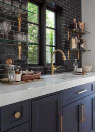 Black And Copper Kitchen Cabinets Dark Blue Kitchen Cabinets Dark Tiles And Gold And Copper Accents From Decorpad Click Dark Blue Kitchen Cabinets Blue Kitchen Cabinets Dark Blue Kitchens