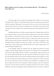 Pdf Blues Influence In The Writing Of Gwendolyn Brooks The Ballad Of Pearl May Lee Mirko Frollano Academia Edu