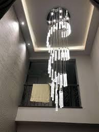 These leds last for decades, stand up if you have an overhand or roof over your entry, ceiling lights will work well. Lamp Chandelier Light For High Ceiling Entryway Stairs Hanging Spiral Long Lamps Crystal Staircase Chandelier Hanging Lights Chandeliers Aliexpress
