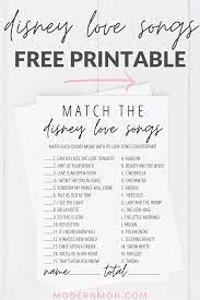 Disney Love Songs Game Free Printable Disney Love Songs Love Songs Songs
