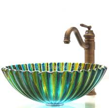 art glass vessel sinks shell shape blue