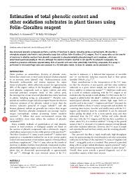 Thenthe total phenolic content, total flavonoid. Pdf Estimation Of Total Phenolic Content And Other Oxidation Substrates In Plant Tissues Using Folin Ciocalteu Reagent Ranabir Sahu Academia Edu