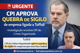 🚨 URGENTE: CPI aprova quebra de sigilo de empresa ligada a Toffoli A  Comissão Parlamentar de Inquérito do Crime Organizado decidiu pela quebra  de sigilo de empresa que tem o ministro como