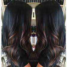 Burgundy (dark red, red wine color) is actively used for hair dyeing in brunettes. Ombre For Dark Hair Highlights For Black Hair Dark Hair With Highlights Hair Styles Dark Ombre Hair
