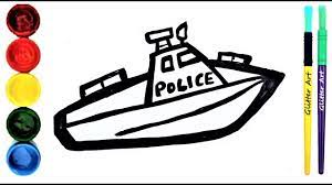 Otto cruz videos for kids presents police boat coloring book. Polizei Boot Zeichnen Malvorlage Fur Kinder Police Boat Coloring Pages For Kids Glitterart Youtube