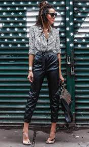 40 Pretty Winter Outfits Ideas High Waisted Pants Addicfashion Pretty Winter Outfits High Waisted Pants Outfit Leather Trousers Outfit