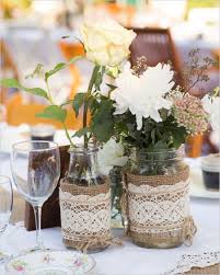 Rustic Wedding Table Decorations Rustic Lace And Burlap Wedding Table Decor Ideas De In 2020 Vintage Wedding Centerpieces Burlap Wedding Table Bridal Table Decorations