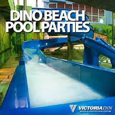Book A Dino Beach Pool Party For Your Child S Next Birthday They Ll Love Our Water Park Http Bit Ly 1bgsh3c Victoria Inn Water Park Beach Pool