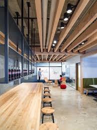 Exposed Brick Walls Concrete Define The New Yelp Headquarters Office Interiors Interior Design Pictures Office Cafe