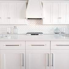 Tagged with all white kitchen backsplash. All White Kitchen With Herringbone Backsplash Transitional Kitchen
