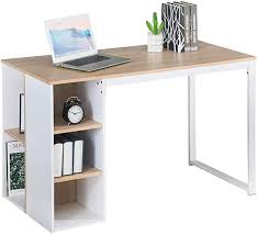 Amazon Com Office Computer Writing Desk With Storage Large Work Desk With 5 Shelves Students Study Table Home Pc Laptop Table M In 2020 Study Table Desk Stylish Desk