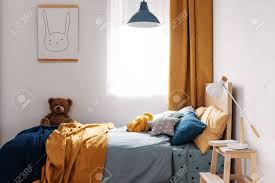 Maybe you would like to learn more about one of these? Stylish Blue And Orange Kid S Bedroom Design In Bright Apartment Stock Photo Picture And Royalty Free Image Image 128074480