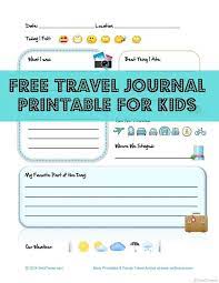 Kids Travel Journal Printable Downloadable Pdf Template Kids Travel Journal Travel Journal Printables Kids Journal