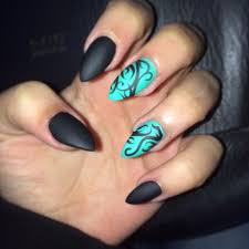 Black And Teal Stiletto Nails Pin By Delia Mihaela On My Style Fake Nails Stilleto Nails Pink Wedding Nails