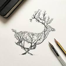 Nature Was My Kindergarten That Inspired These Black Pen Illustrations Pen Illustration Tattoos Deer Tattoo