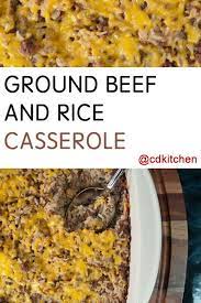An Easy Family Favorite Ground Beef Is Mixed With Onion Soup Mix Cream Of Mushroom Soup Onion And Rice And Baked In A Casserole D Meat Recipes Food Recipes