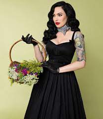 Micheline Pitt For Unique Vintage Black Cotton Alice Swing Dress Dresses Swing Dress Fashion