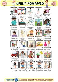 Everyday Activities And Routines English Lesson In Pdf Rutinas En Ingles Vocabulario En Ingles Material Escolar En Ingles