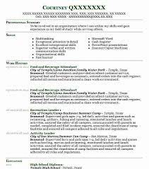 Food And Beverage Attendant Resume Example Food Service Resumes