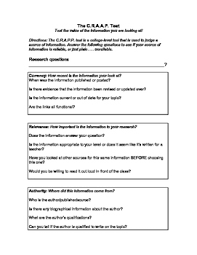 The worksheet is an assortment of 4 intriguing pursuits that will enhance your craap test worksheet. Evaluating A Souce Craap Test For Middle School By History Plus