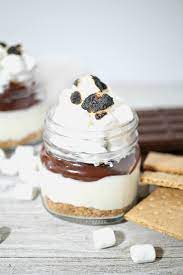 No Bake S Mores Cheesecake In Mason Jars Mason Jar Desserts Mason Jar Cheesecake Individual Desserts
