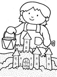 Color this summertime fun in the sun beach scene. Kid Playing Sand Castle On The Beach Coloring Page Download Print Online Coloring Pages For Free Color Nimbus