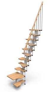 Gamia Mini Space Saving Stair Kit Loft Stair With Silver Grey Metalwork Solid Beech Treads Handrail Natural Sha Stair Kits Stairs Space Saving Staircase
