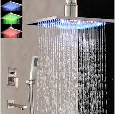 As the name suggests, the rain shower head disperses water more like the natural rainfall. Ceiling Mounted Nickel Brushed Led16 Inch Light Square Rain Shower Head Faucet Tub Spout Hand Shower Mixer Tap Buy Led Light Shower Faucet Square Rain Shower Head Faucet Ceiling Mounted Nickel Brushed Led