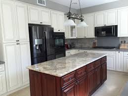 antique white cabinets, granite